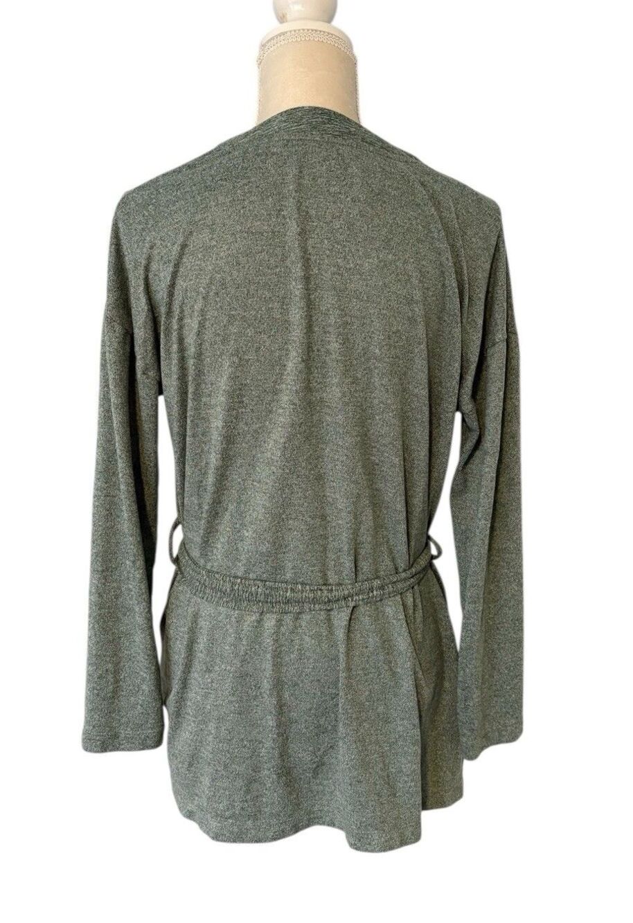 Cuddl Duds Soft Knit One Button Cardigan Robe Size Small Thyme Green Heather - Picture 4 of 15